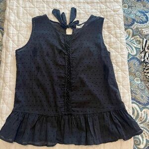 Black Sleeveless Top with Ruffle Hem